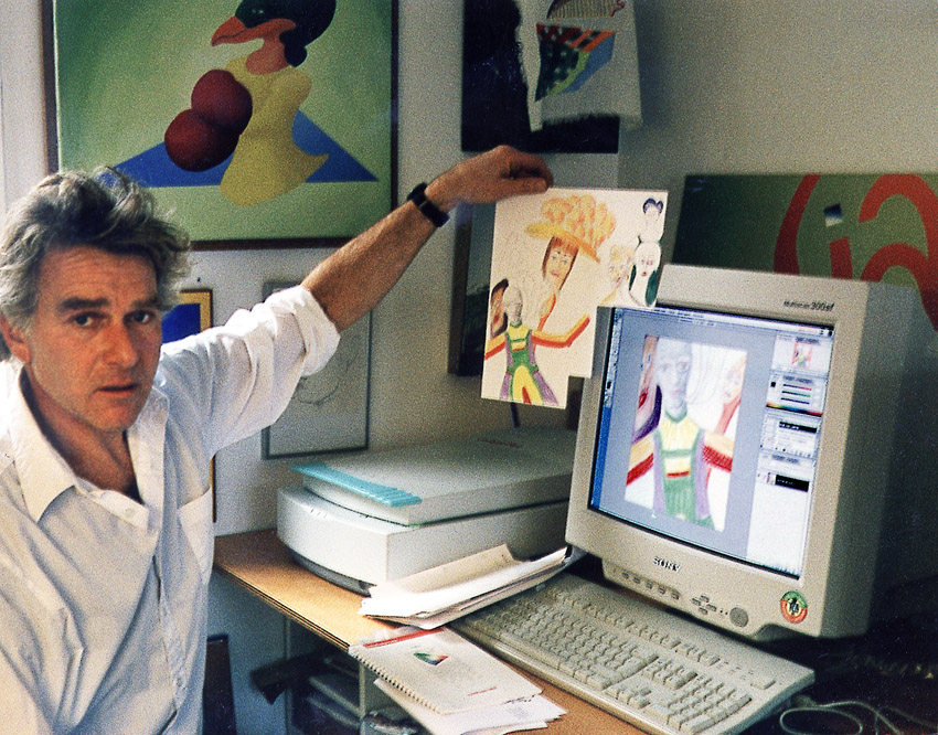 december 1997, achter de computer in m'n atelier 