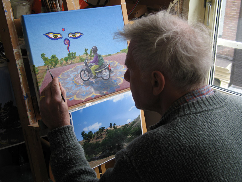 Sjaak in atelier, mei 2010