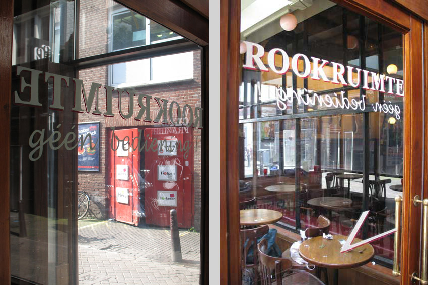 ROOKRUIMTE op serredeur van Café Eylders