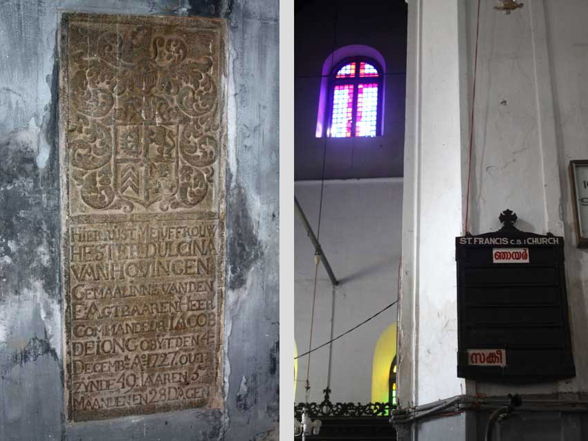 Interieur kerk en grafsteen